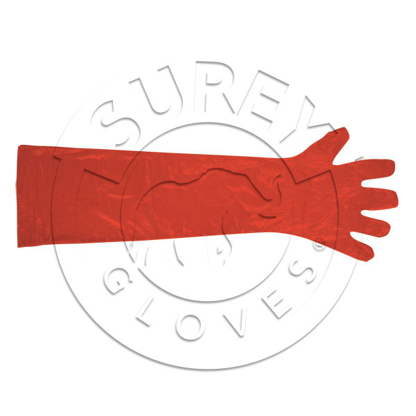 Guanto polietilene con manicotto 88cm rosso